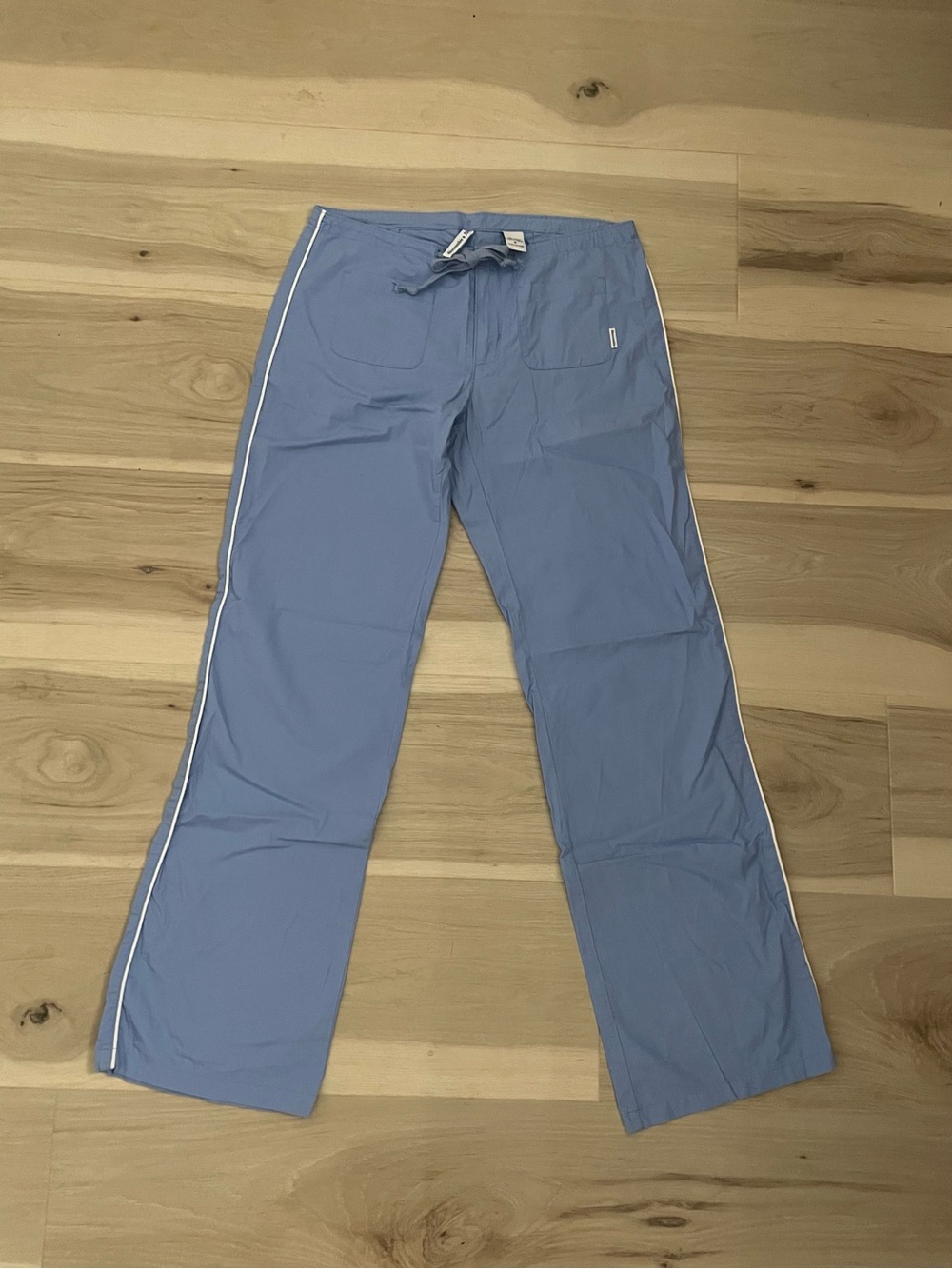 Abercrombie & Fitch Light Blue Track Pants with White Side Piping